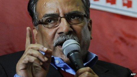 Pushpa Kamal Dahal, also known as Prachanda, speaks during a press conference in Kathmandu on November 21, 2013