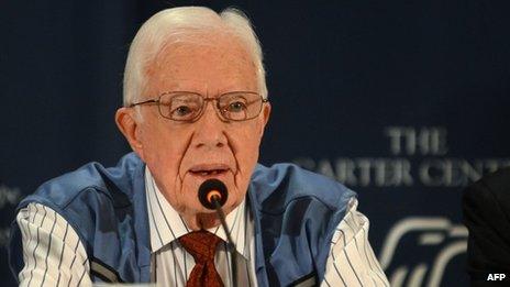 Former US President Jimmy Carter in Kathmandu (21 November 2013)