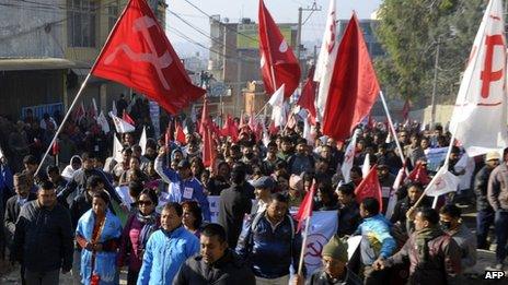 Maoist election campaign rally in Kathmandu (November 2013)