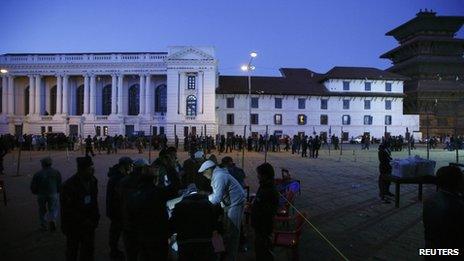 Election officials in Kathmandu