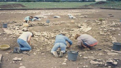 Archaeologists at Stanwick Lakes