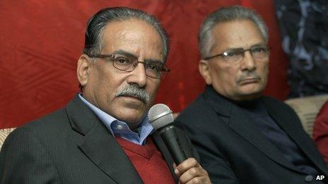 Prachanda (left) and his deputy Baburam Bhattarai