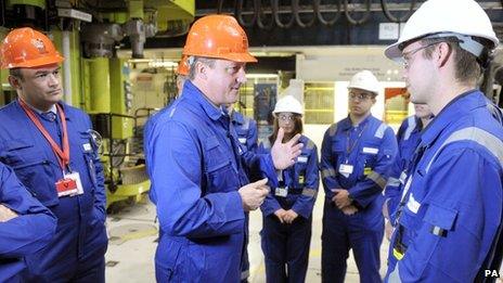 David Cameron at Hinkley Point nuclear power station in Somerset