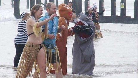 Christmas Day swim at Lowestoft