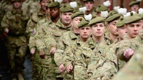 Scottish soldiers marching