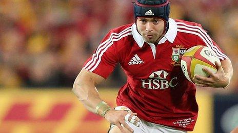 Leigh Halfpenny playing for the British and Irish Lions