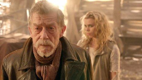 John Hurt and Billie Piper in a scene from Dr Who, The Day of the Doctor