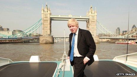 Boris Johnson in front of Tower Bridge