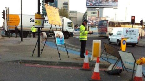 Officer at Bow roundabout