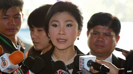 Thai Prime Minister Yingluck Shinawatra (centre) at the parliament in Bangkok, Thailand, 26 November 2013