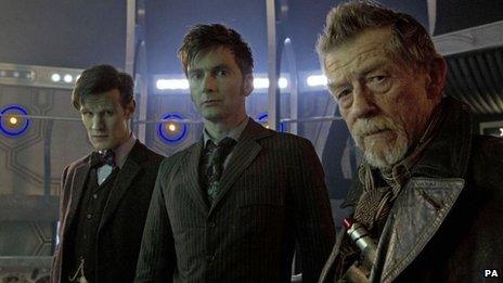 Matt Smith, David Tennant and John Hurt in Doctor Who