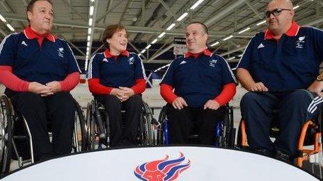 GB wheelchair curling team of Tom Killin, Aileen Neilson, Gregor Ewan and Rob McPherson