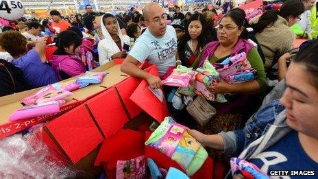 Walmart shoppers in Rosemead, California, get an early start on Black Friday Shopping this week.