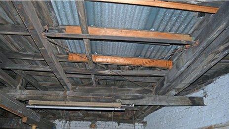 Garage roof with WW1 wing sections