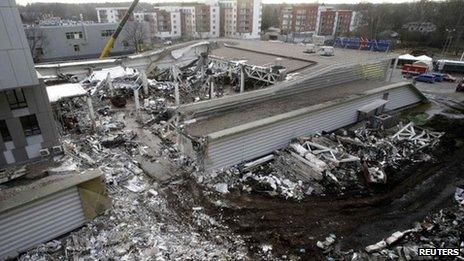 The site of the collapsed supermarket in Riga, 25 November