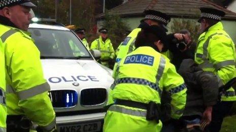 Police at Baron Moss anti-fracking protest