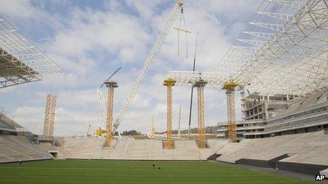 Construction works at the Arena Corinthians. Photo: August 2013