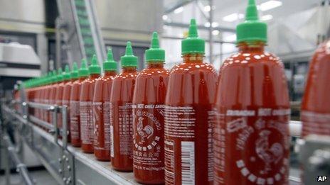 Sriracha chili sauce is produced at the Huy Fong Foods factory in Irwindale, California, on 29 October 2013