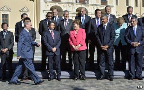 G20 - all assembled, and Putin just arriving