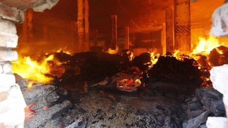 The fire inside the Standard Group garment factory warehouse