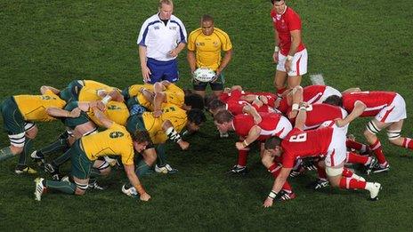 Wales scrum down against Australia