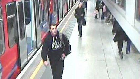 Footage showing Lee Rigby at Woolwich DLR station on the day he was killed