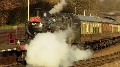 A steam train running on the railway