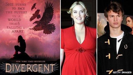 Divergent book cover, Kate Winslet and Ansel Elgort