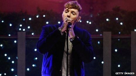 James Arthur performs at a Christmas lights switch on