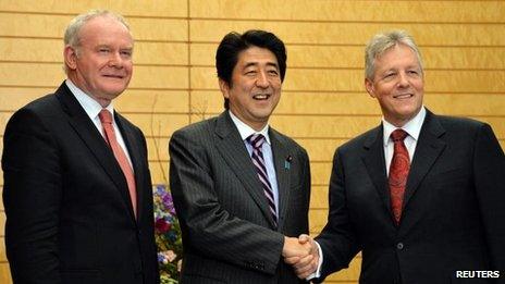 Martin McGuinness, Shinzo Abe and Peter Robinson