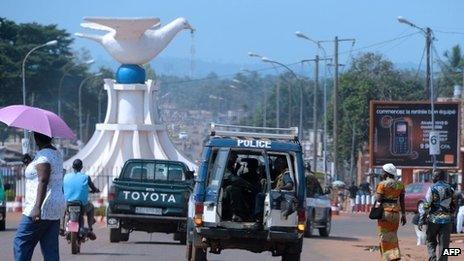 Police vehicle in Bangui