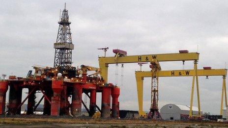 Oil rig beside Samson and Goliath