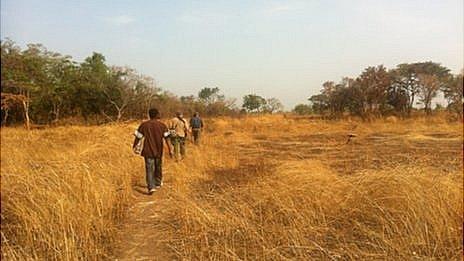 Walking into the bush to find where villagers are hiding