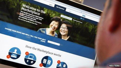 A man looks over the Affordable Care Act signup page on the HealthCare.gov website on 2 October 2013