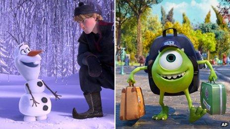 Stills from Frozen and Monsters University