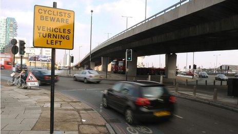 The roundabout at the Bow flyover, east London (file pic)