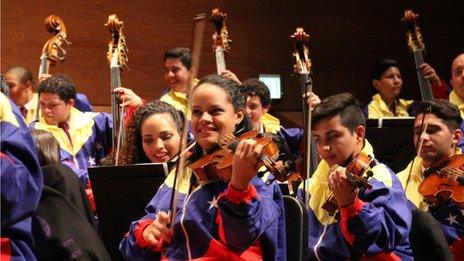 Members of the Caracas Youth Orchestra perform in Tokyo in October 2013