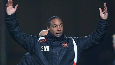 Blackpool boss Paul Ince remonstrates