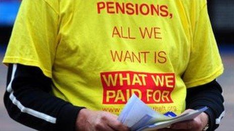 A pension protester outside the Liberal Democrat Annual Conference, at the ICC in Birmingham, 2011