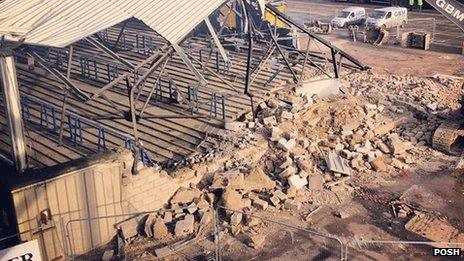 Knocked-down football terrace