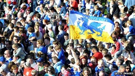 A crowd of Cardiff City fans