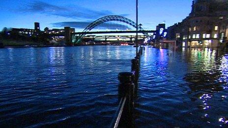 Flooded quayside