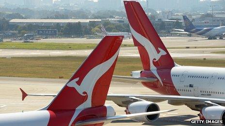 Qantas plane tails