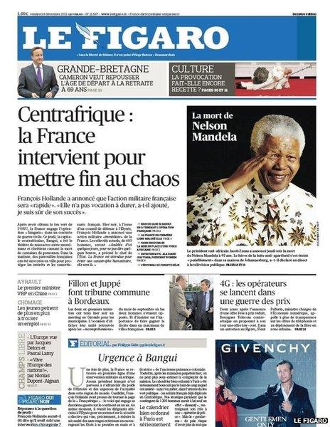 Front page of France's Le Figaro, 6 December