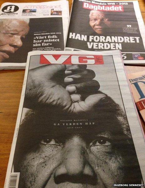 Norwegian newspaper front pages, 6 December
