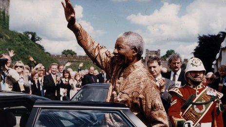 Nelson Mandela in Cardiff in 1998