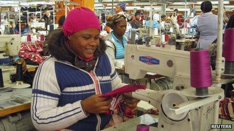 Workers at a clothing factory near Johannesburg