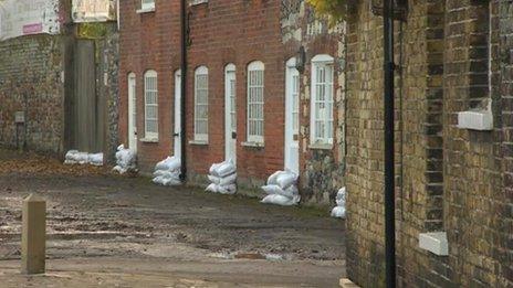 Sandbags in Sandwich after the flooding