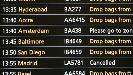 Departure board at Heathrow