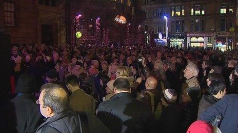 People gathered in Glasgow for Nelson Mandela vigil